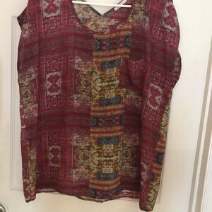 Pleione cap sleeve printed Sleeveless Blouse with Geometric Patterns